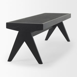 Arvin 59.1L x 17.7W x 18.1H Black Wooden Bench