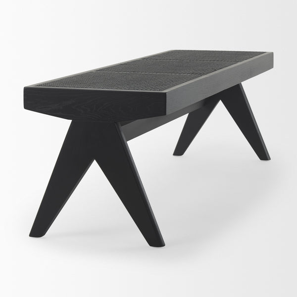 Arvin 59.1L x 17.7W x 18.1H Black Wooden Bench