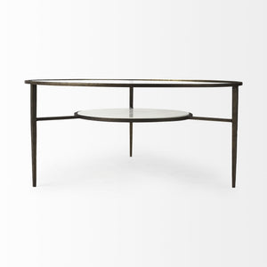 Felicity 36.0L x 36.0W x 16.0H Marble Top W/Iron Frame Coffee Table