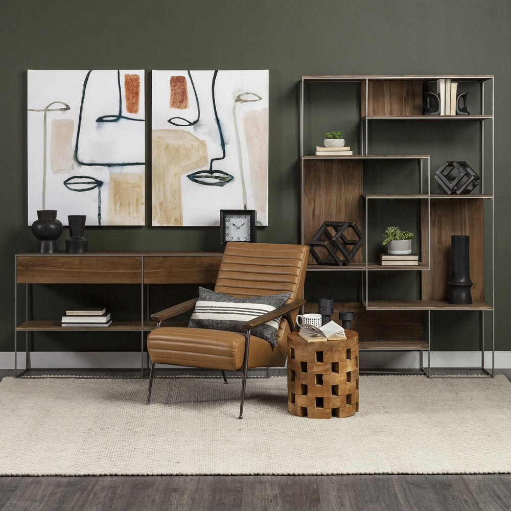 Morris I 63L x 15W x 31H Brown Wood w/ Silver Metal Frame 2 Drawer Console Table