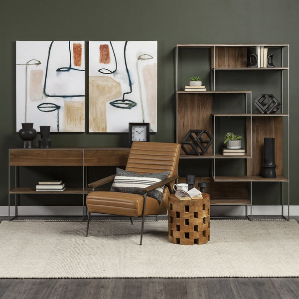 Morris I 63L x 15W x 31H Brown Wood w/ Silver Metal Frame 2 Drawer Console Table