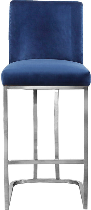 Rick Stool In Navy Velvet and Chrome