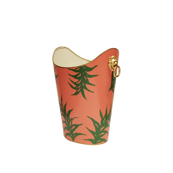 OVAL WASTEBASKET WITH LION HANDLES IN PALM