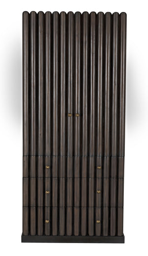 Amunet Mahogany Hutch in Pale Finish with Light Brown Trim and Brass Pulls