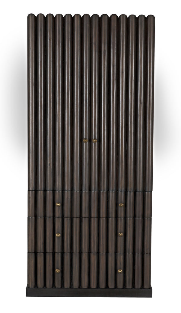 Amunet Mahogany Hutch in Pale Finish with Light Brown Trim and Brass Pulls
