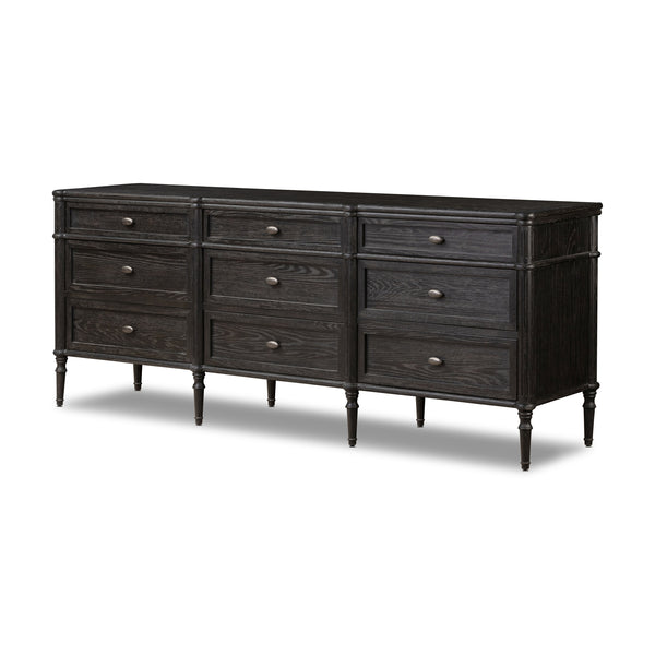 Toulouse 9 Drawer Dresser In Dstrssd Black