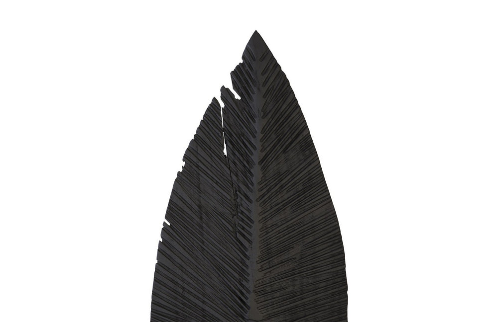  Carved Leaf on Stand, Burnt, Large