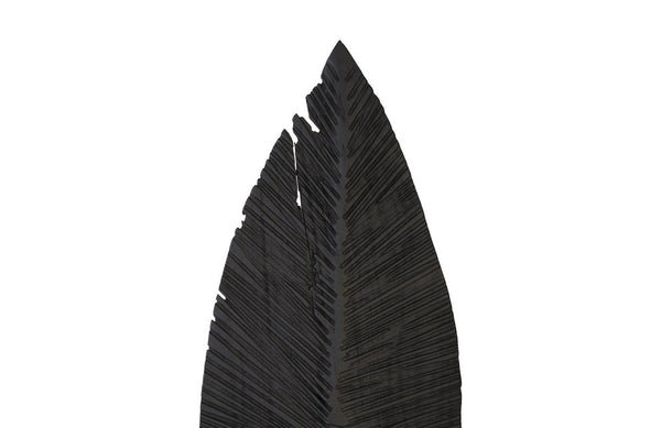  Carved Leaf on Stand, Burnt, Large