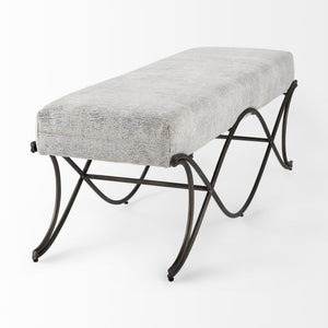 Ayla 55L x 17.6W x 18H Dark Gray Fabric Seat W/ Dark Nickel Metal Frame Bench