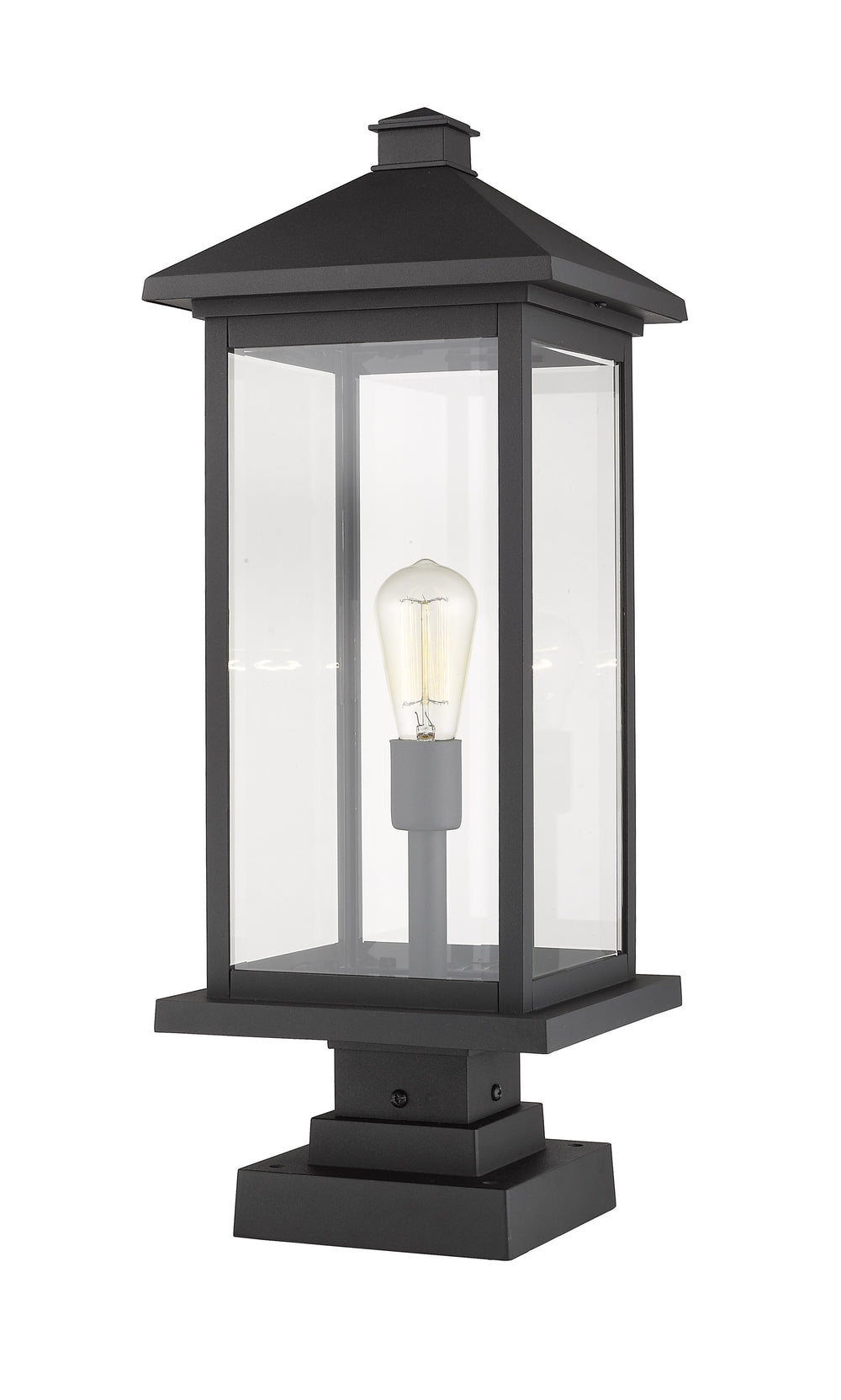 Portland 1 Light Outdoor Pier Mounted Fixture in Black Finish