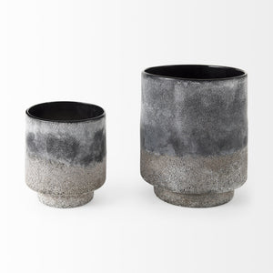 Squally 8.0L x 8.0W x 8.6H Black/Brown Glass Ombre Textured Vase