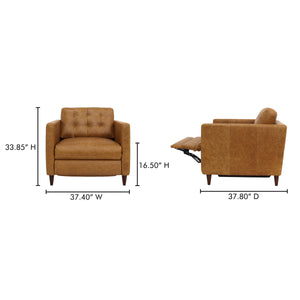 Moe's Bridgers Power Recliner Chair in Tan Leather