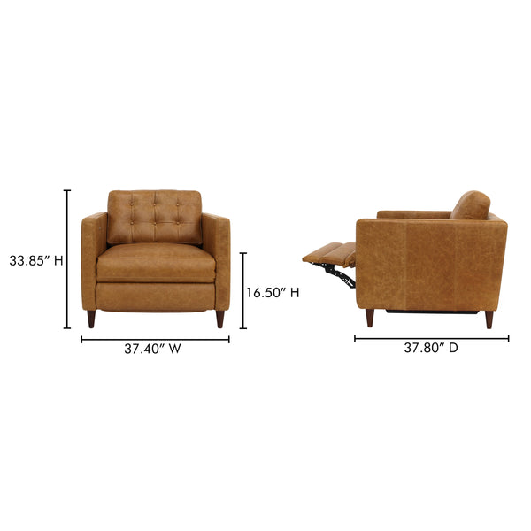 Moe's Bridgers Power Recliner Chair in Tan Leather