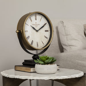 Houston Gold Metal Half Moon Base Table Clock
