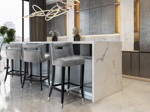 Hart Grey Velvet Counter Stool