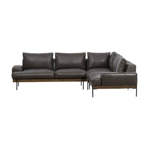 Largo Top-Grain Leather Sectional Sofa with Removable Cushions