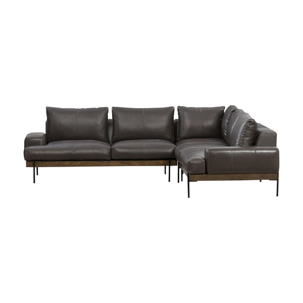Largo Top-Grain Leather Sectional Sofa with Removable Cushions