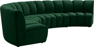 Lynda 5pc. Modular Sectional In Green Velvet