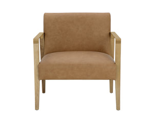 EARL LOUNGE CHAIR - RUSTIC OAK - LUDLOW SESAME LEATHER