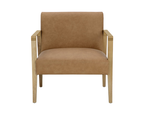 EARL LOUNGE CHAIR - RUSTIC OAK - LUDLOW SESAME LEATHER
