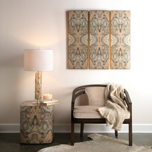 Ink Blot Faux Marble Side Table, Cream