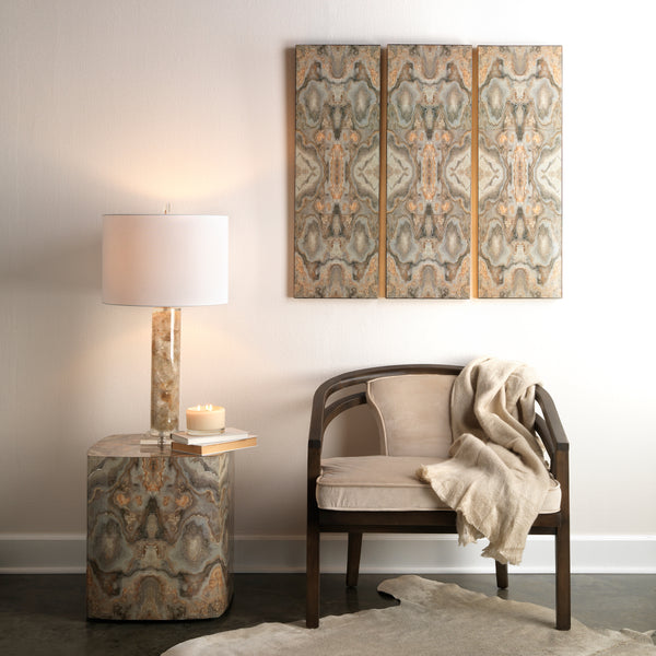 Ink Blot Faux Marble Side Table, Cream