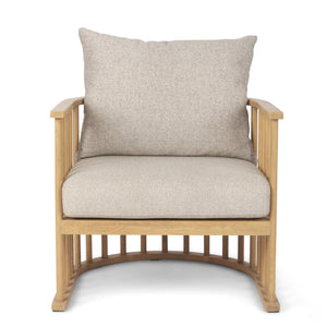 Kopari Beige Fabric W/Light Brown Wood Accent Chair