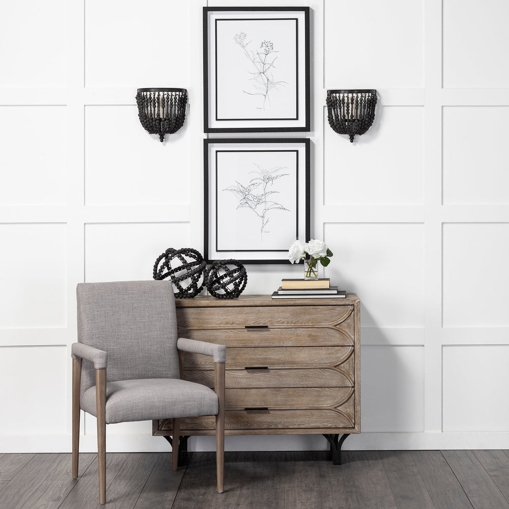 Earnhardt I Small 9L x 9W Black Wooden Beaded Orb