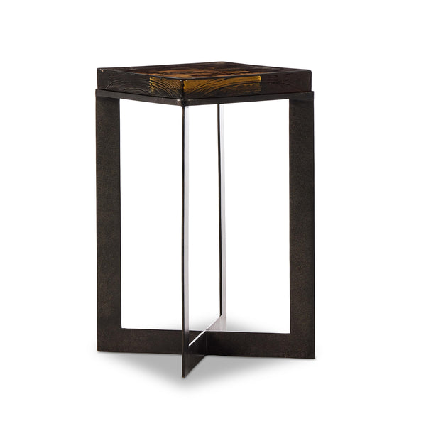 Lennie Cast Glass End Table in Amber