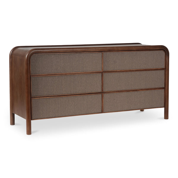 Rye 6 Drawer Dresser in Warm Brown with Soft Rush Front