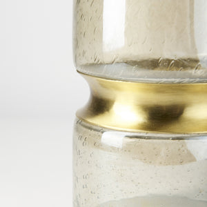 Adriatic II Large Brushed Gold Metal Glass Vase