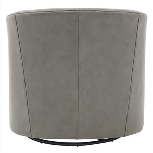 Walsh Top Grain Leather Swivel Arm Chair In Garrett Gray