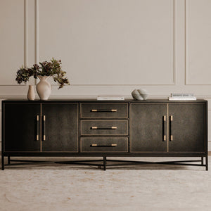 Moe's Mako Sideboard Large Black with Gold Detailing