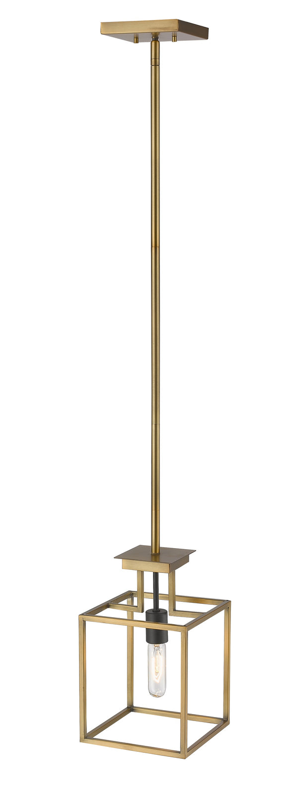 Quadra 1 Light Mini Pendant in Olde Brass + Bronze Finish