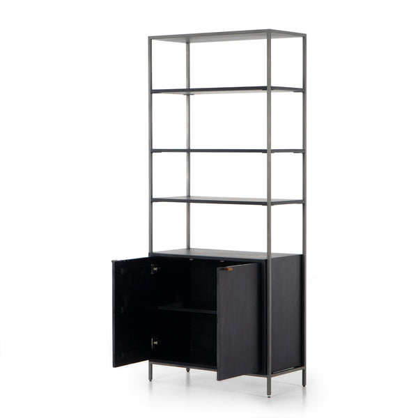 Trey Modular Wide Bookcase In Black Wash
