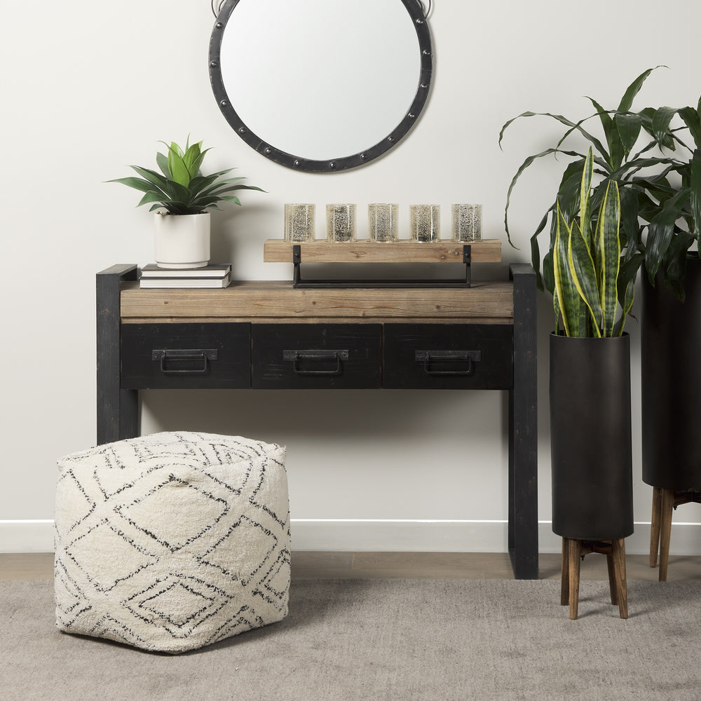 Benk Wood and Black Metal Five Cup Candle Holder