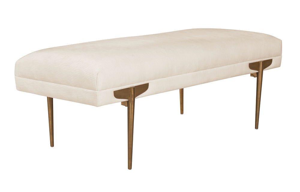 Brno White Waived Velvet Bench