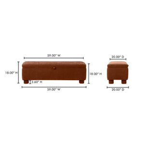 Moe's Ichigo Storage Bench in Deep Orange