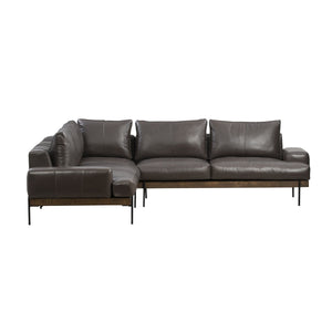 Largo Top-Grain Leather Sectional Sofa with Removable Cushions