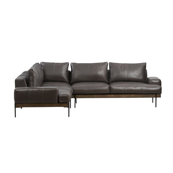 Largo Top-Grain Leather Sectional Sofa with Removable Cushions