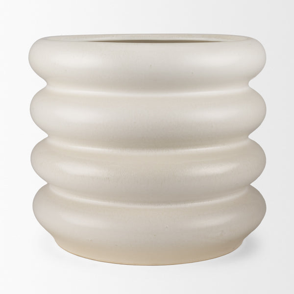 Twyla Tall Cream Glazed Floor Ceramic Vase