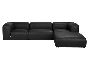 Augustus Modular Sofa, Middle, Santosa Matte Black Leather