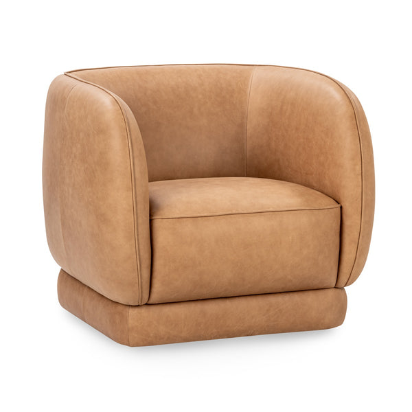 Rinner Leather Accent Barrel Chair in Tan