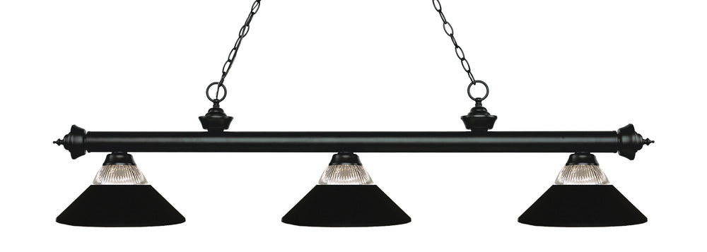 Riviera 3 Light Billiard Light in Matte Black Finish
