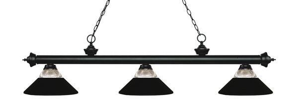 Riviera 3 Light Billiard Light in Matte Black Finish