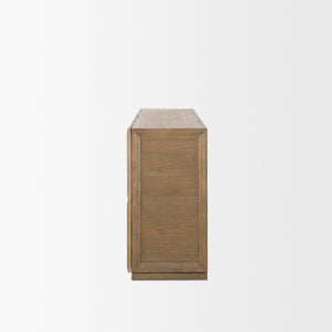 Sina Brown Oak Wood w/ Natural Rattan 4 Door Sideboard