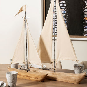Tartane Large 22L x 2W Brown/Cream Nautical Inspired Sailboat