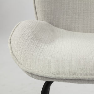 Inala White Fabric Seat Black Metal Frame Dining Chair