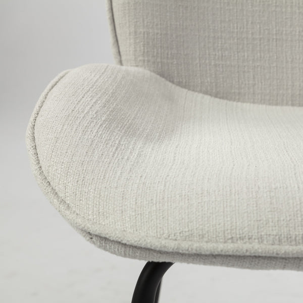 Inala White Fabric Seat Black Metal Frame Dining Chair