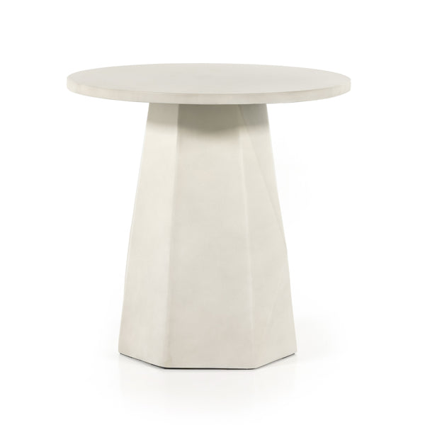Bowman Outdoor End Table In White Concrete
